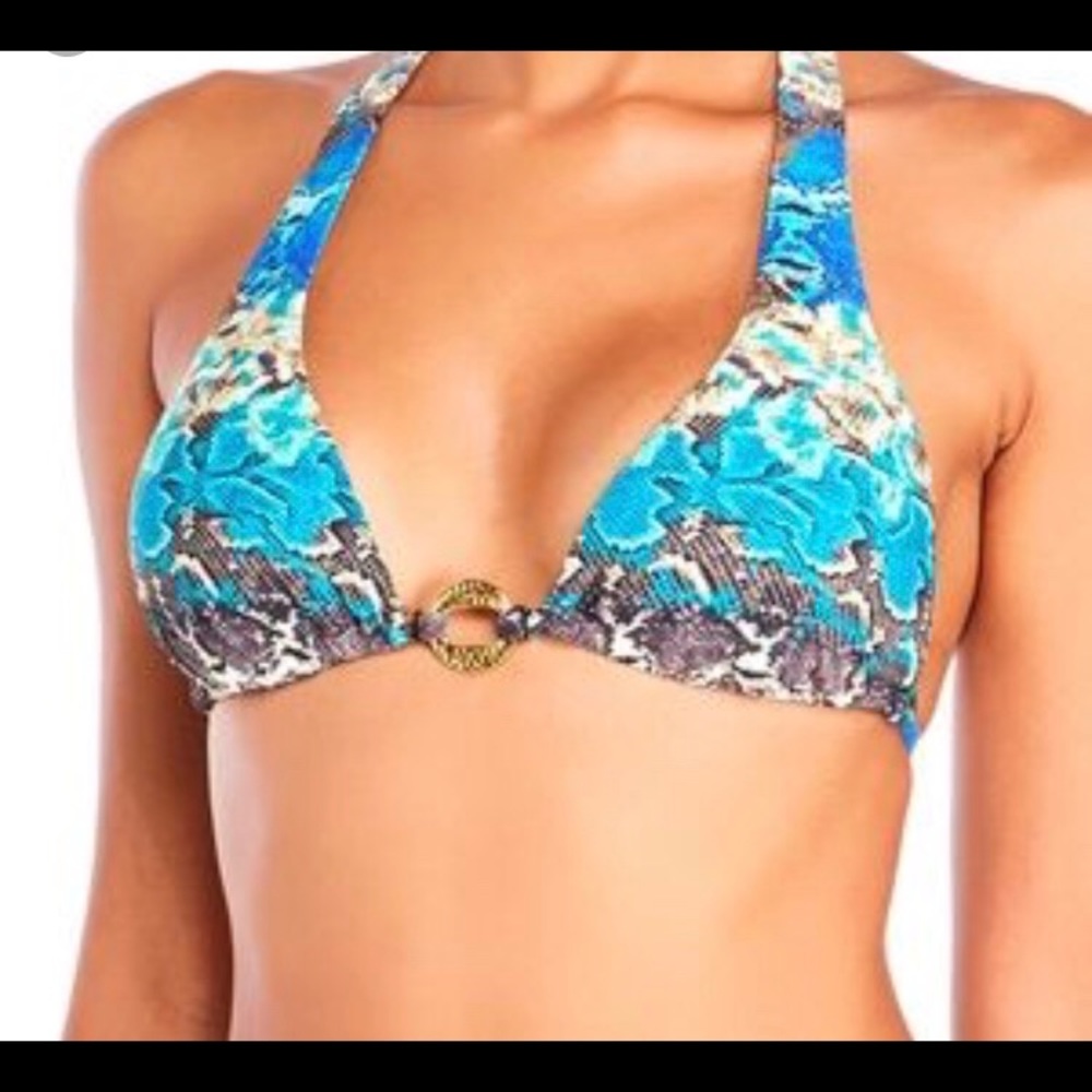 Red Carter, Viper Snake Print Top with Gold Detail